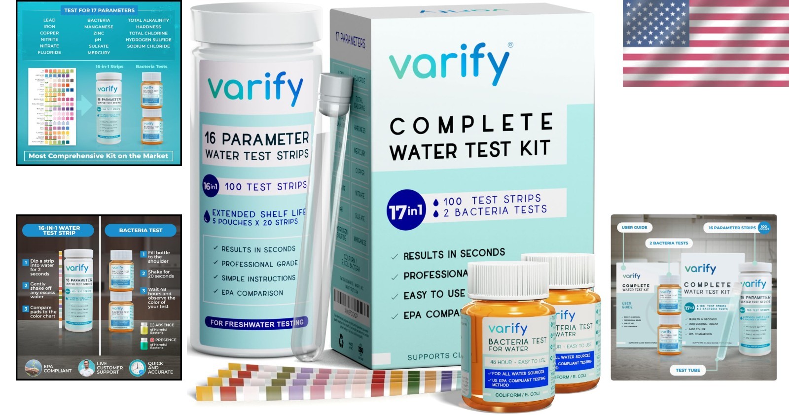 Comprehensive Water Kit - 100 Strips + 2 Bacteria Tests