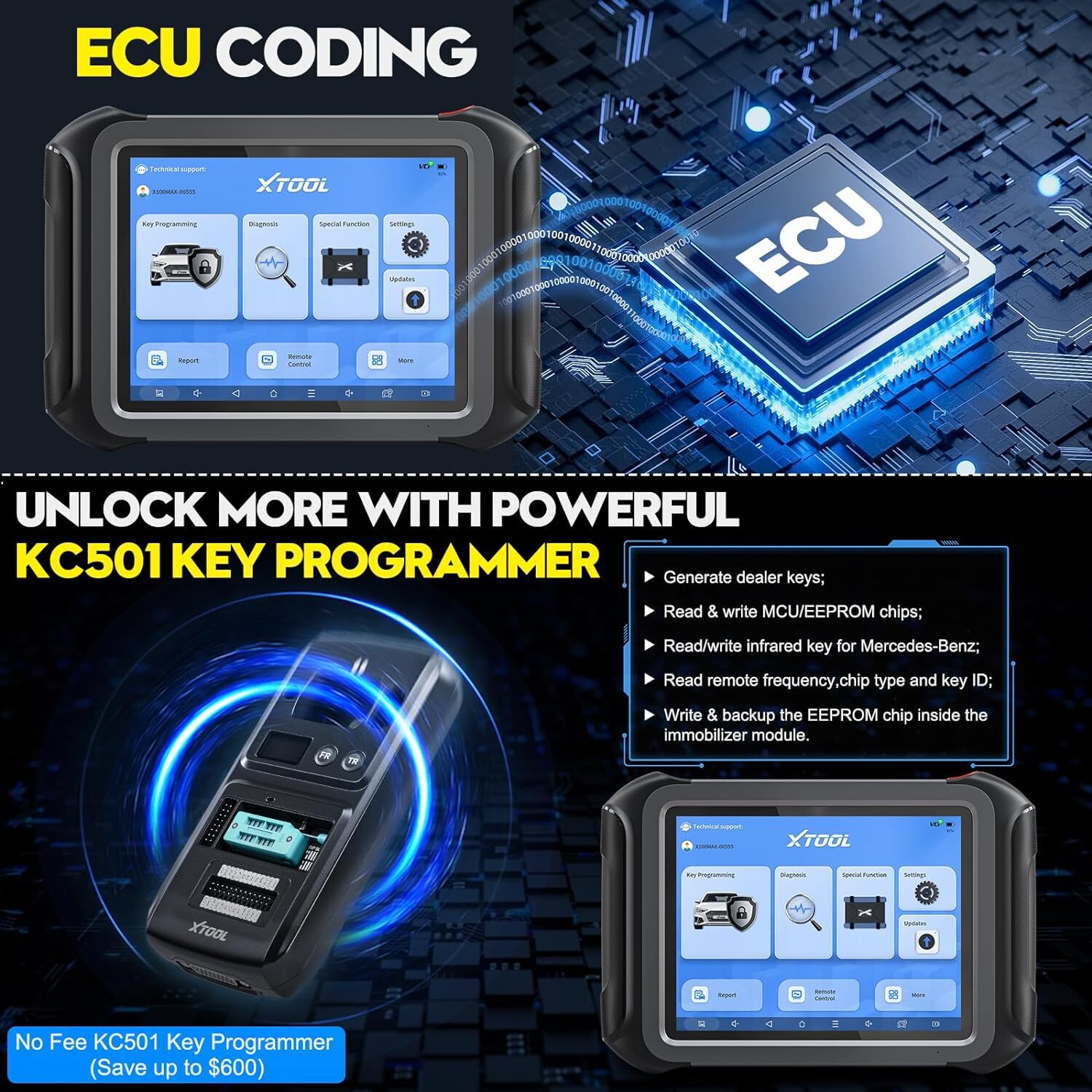 USED XTOOL X100 MAX IMMO Key Programmer Auto Diagnostic Tool Topology Mapping