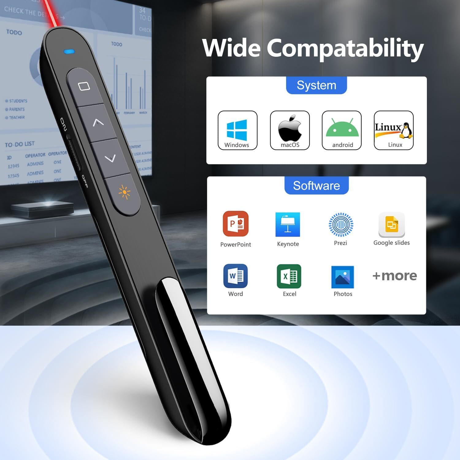 Multifunctional Presenter Laser Pointer PowerPoint Remote Control 100M Wireless