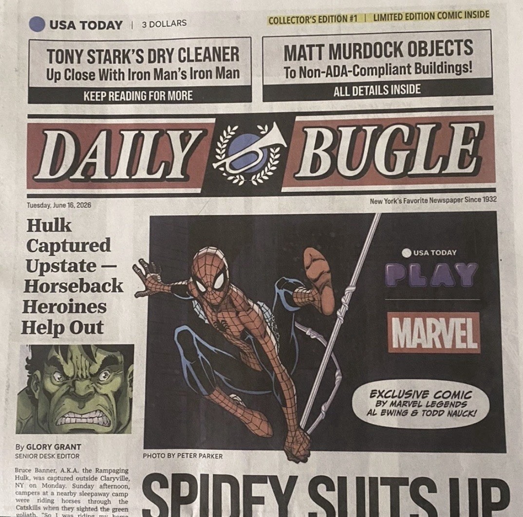 Daily Bugle Collector’s Edition Marvel Spider-Man USA TODAY Newspaper Comic
