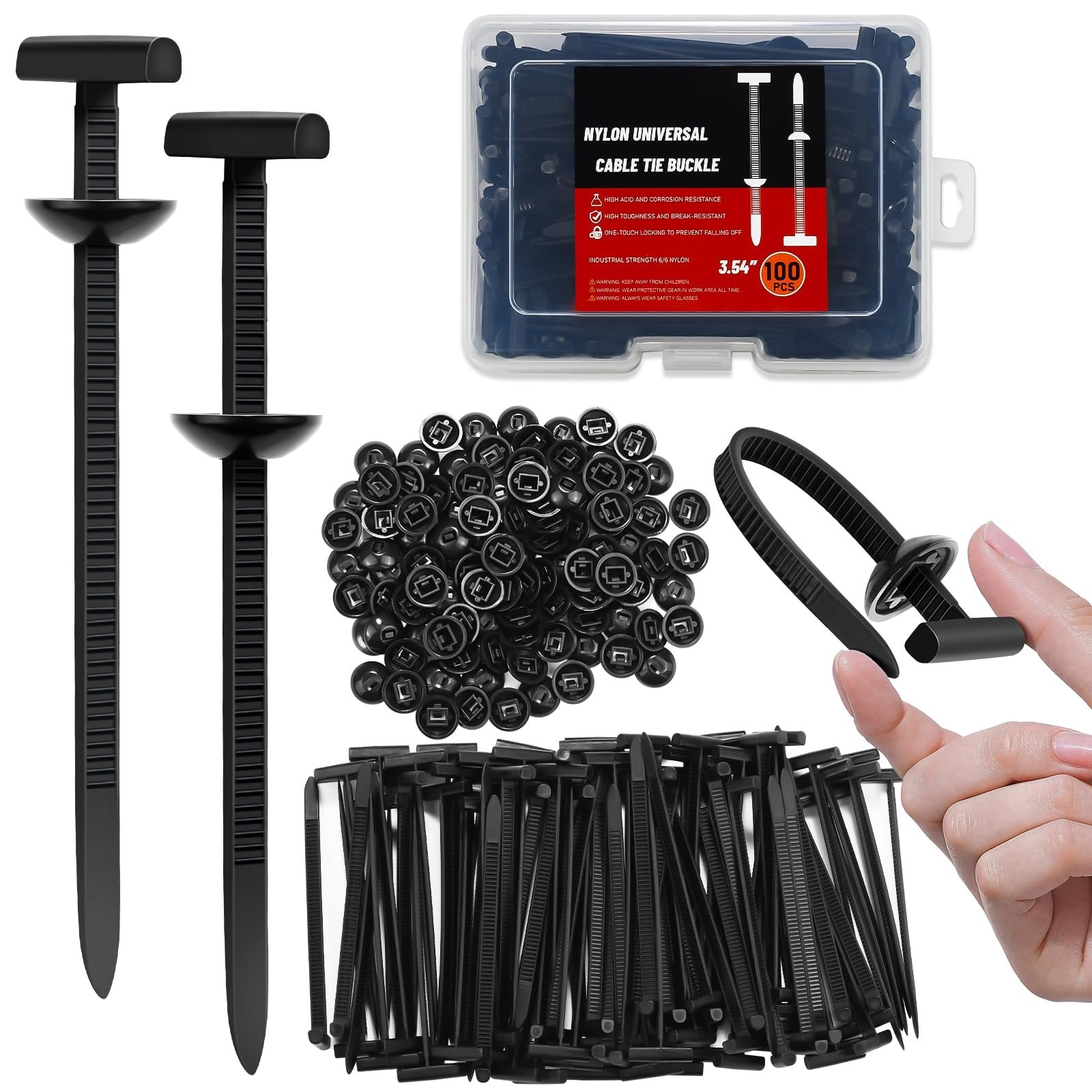 100PCS Nylon Universal Cable Tie Buckle, Upgrade Both-side Self-Locking Zip T...