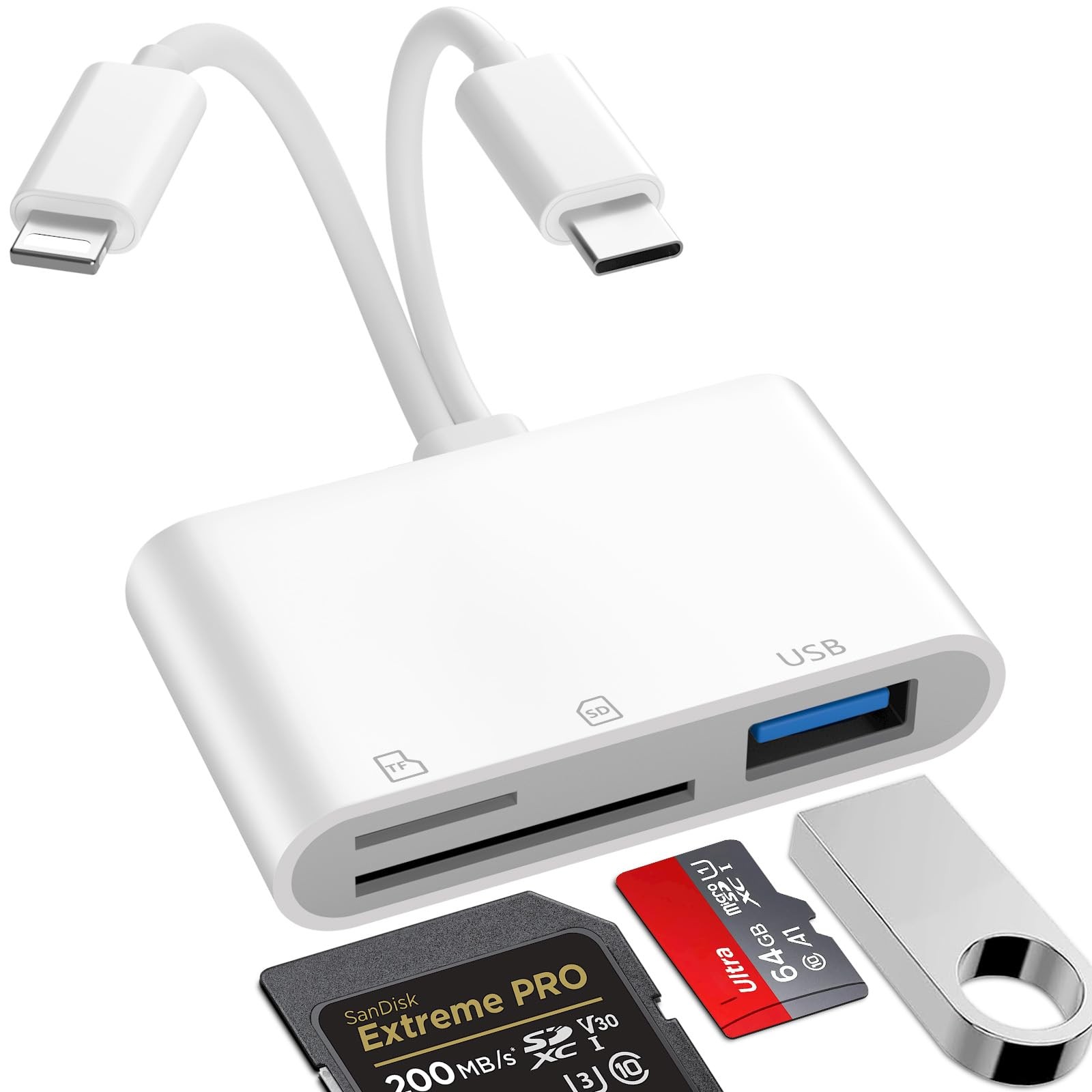 SD Card Reader for iPhone iPad Mac, Lightning & USB-Dual Connectors Memory Ca...