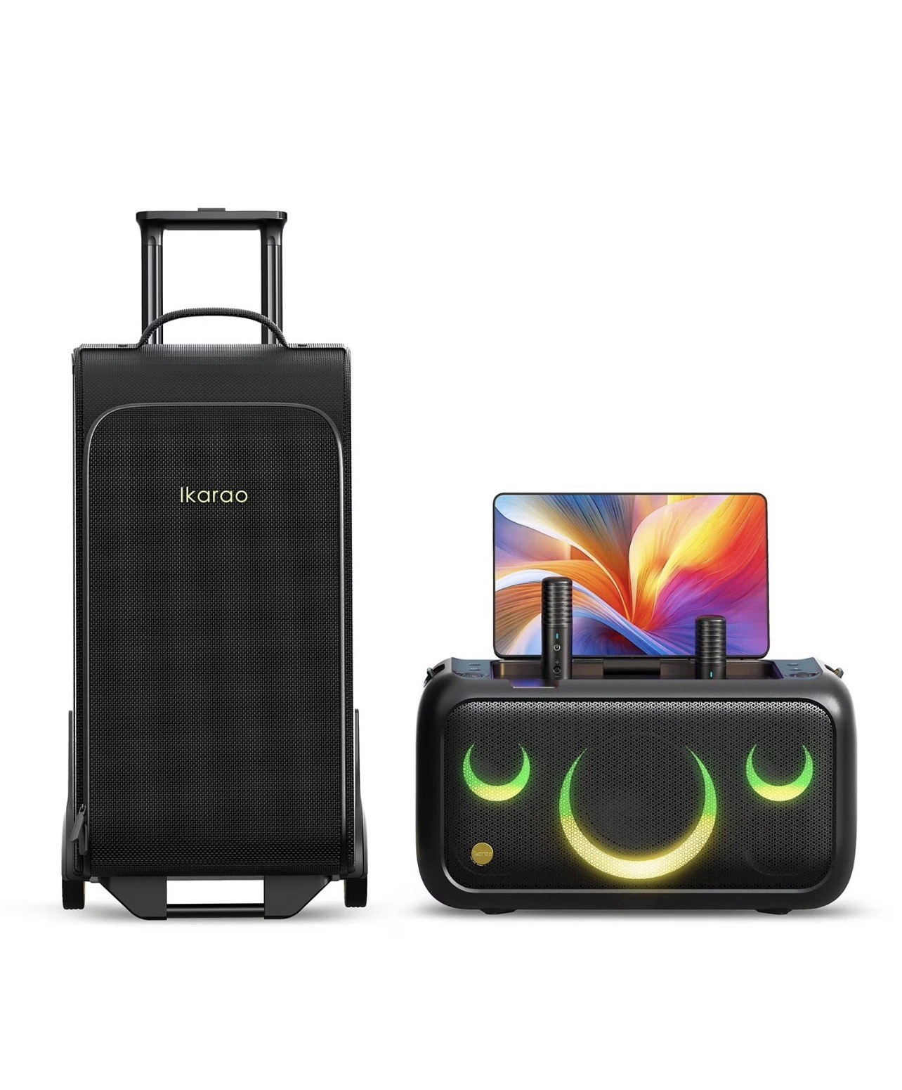 Ikarao Break X1 Karaoke Machine w Luggage Bundle New Sealed 13.3 Screen Dual Mic