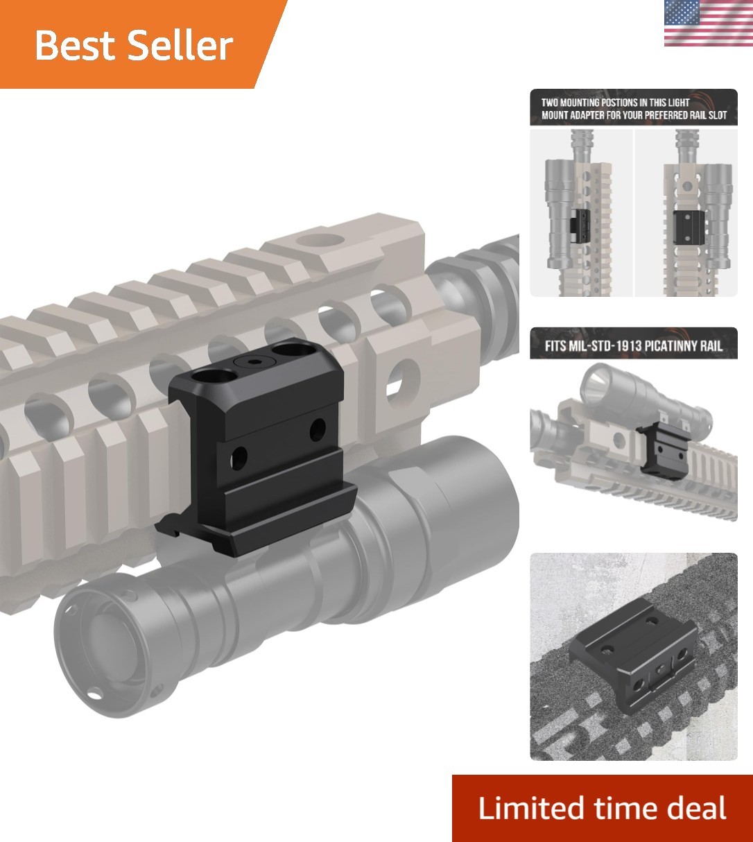 Light Mount 45 Degree Offset Scout Mount Adapter for Surefire M300/M600 Series/S