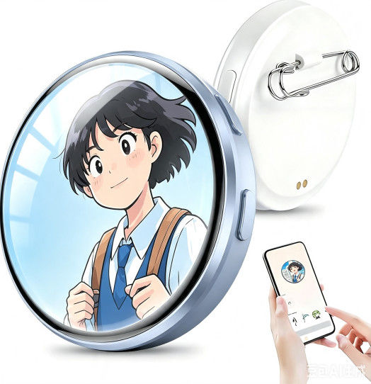 Digital Badge DIY Text Photo Video 2 Inch HD Touchscreen Pin for Anime Fans