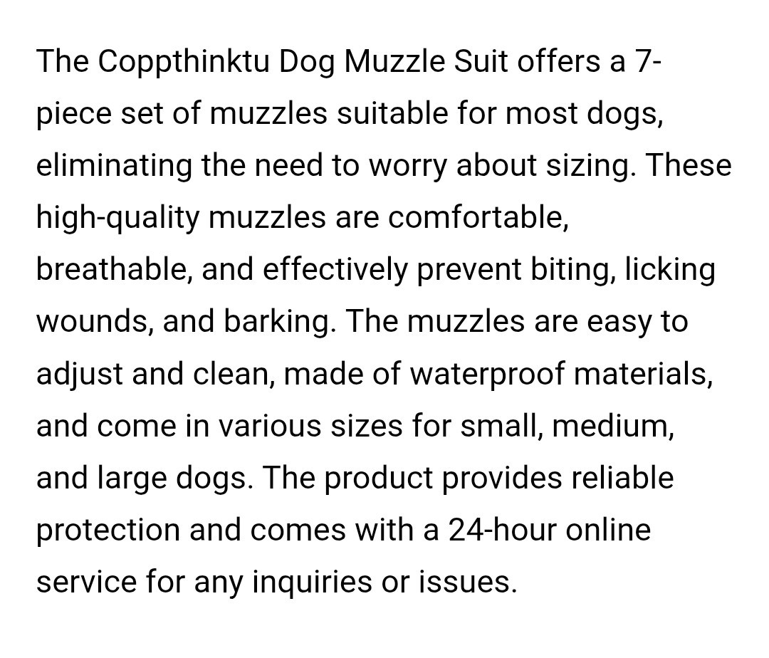 7pc 7sizes Dog Muzzle Set For Dog Grooming Business. New