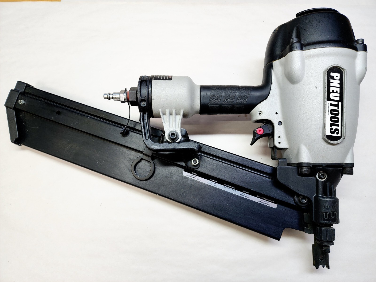 PNEU-TOOLS SN2290, 3-1/2" 22° Plastic Collated Framing Pneumatic Tool