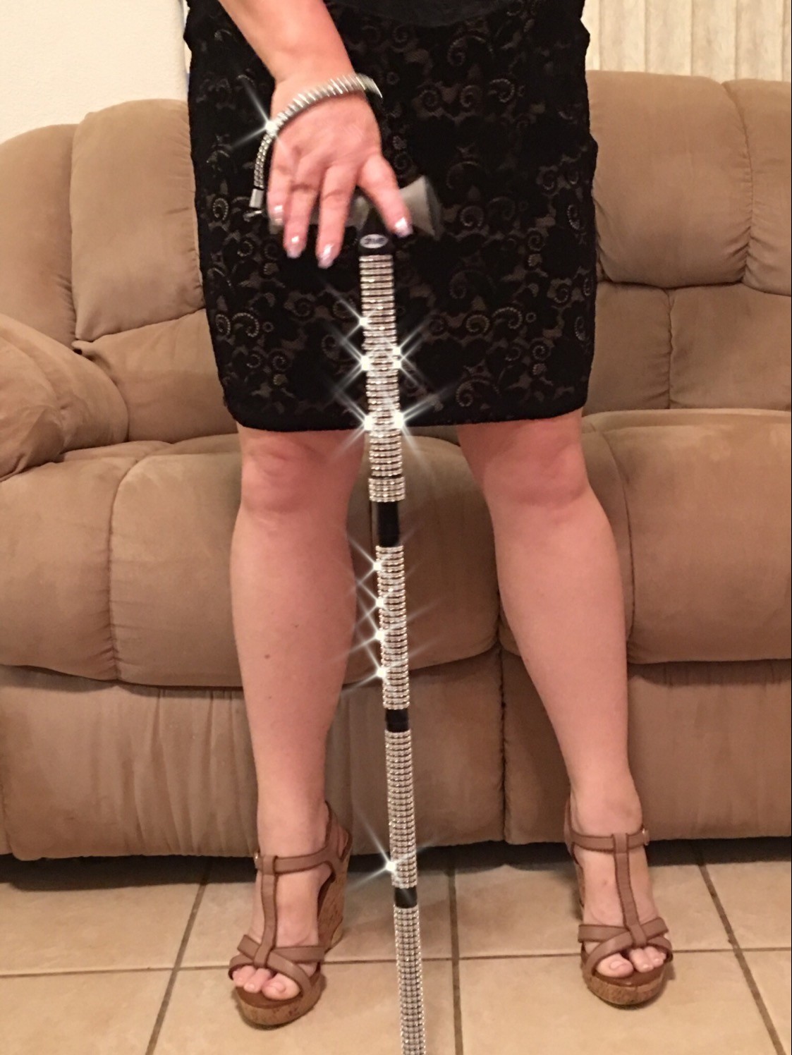 Silver Diamanté Walking Cane Glam and luxury sparkling walking cane