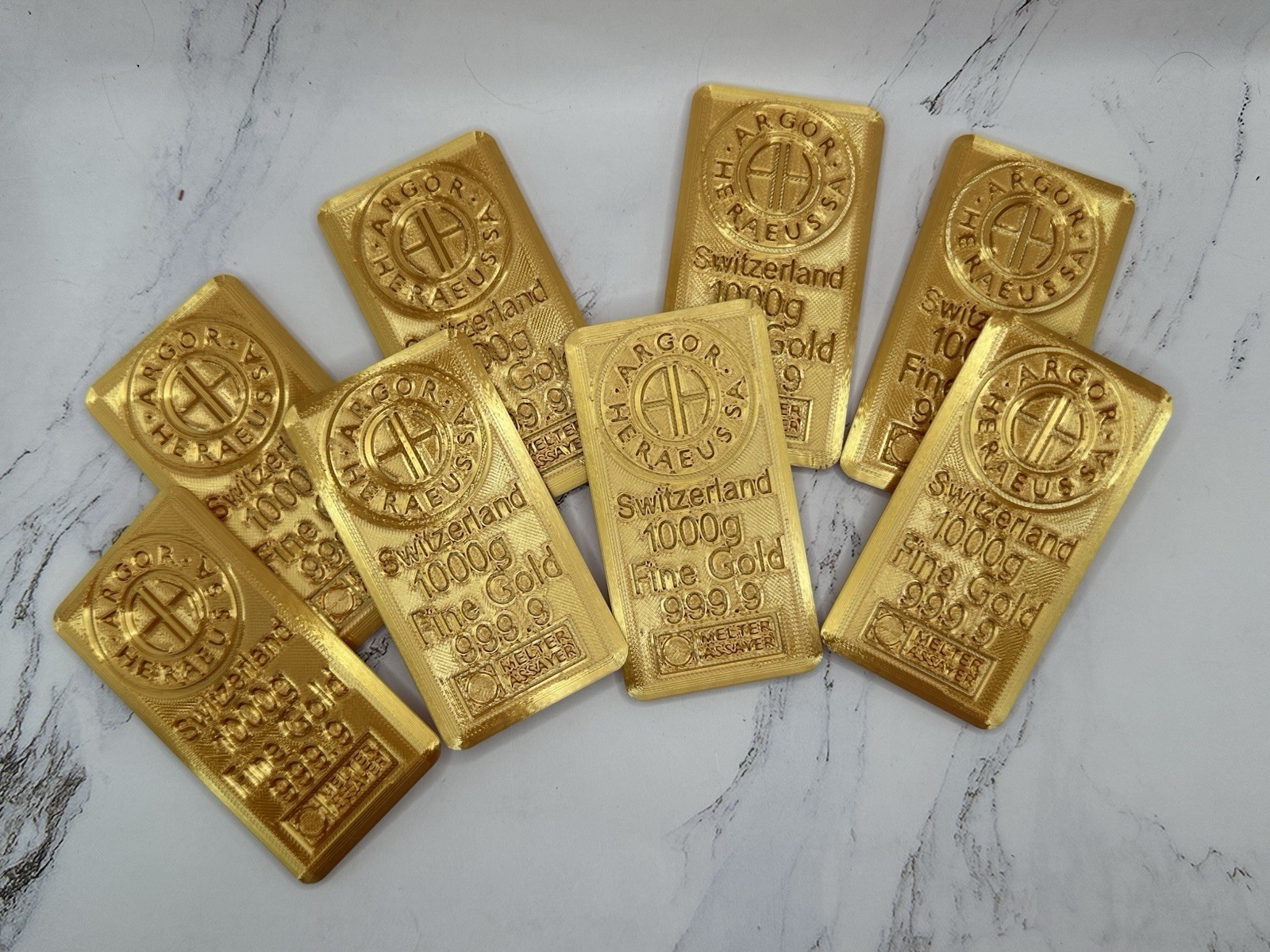 Switzerland Gold Bars – 8 Pack - Prop Display Bars Jewelry, Décor, Film, Gifts