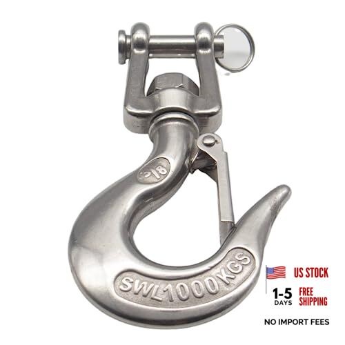316 Stainless Steel Clevis Slip Hook with Swivel Lifting and 2200lbsf/1000KG