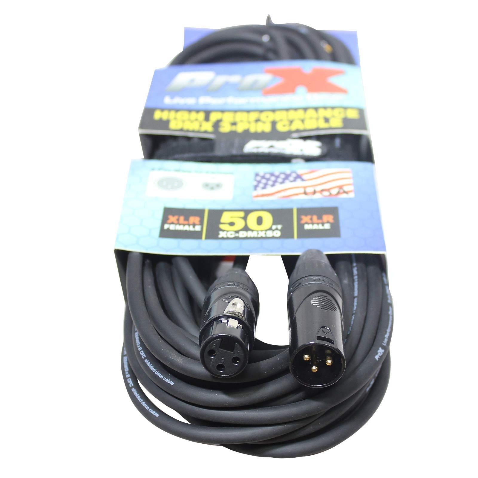 ProX XC-DMX50 50 Ft. DMX XLR3-M to XLR3-F High Performance Cable