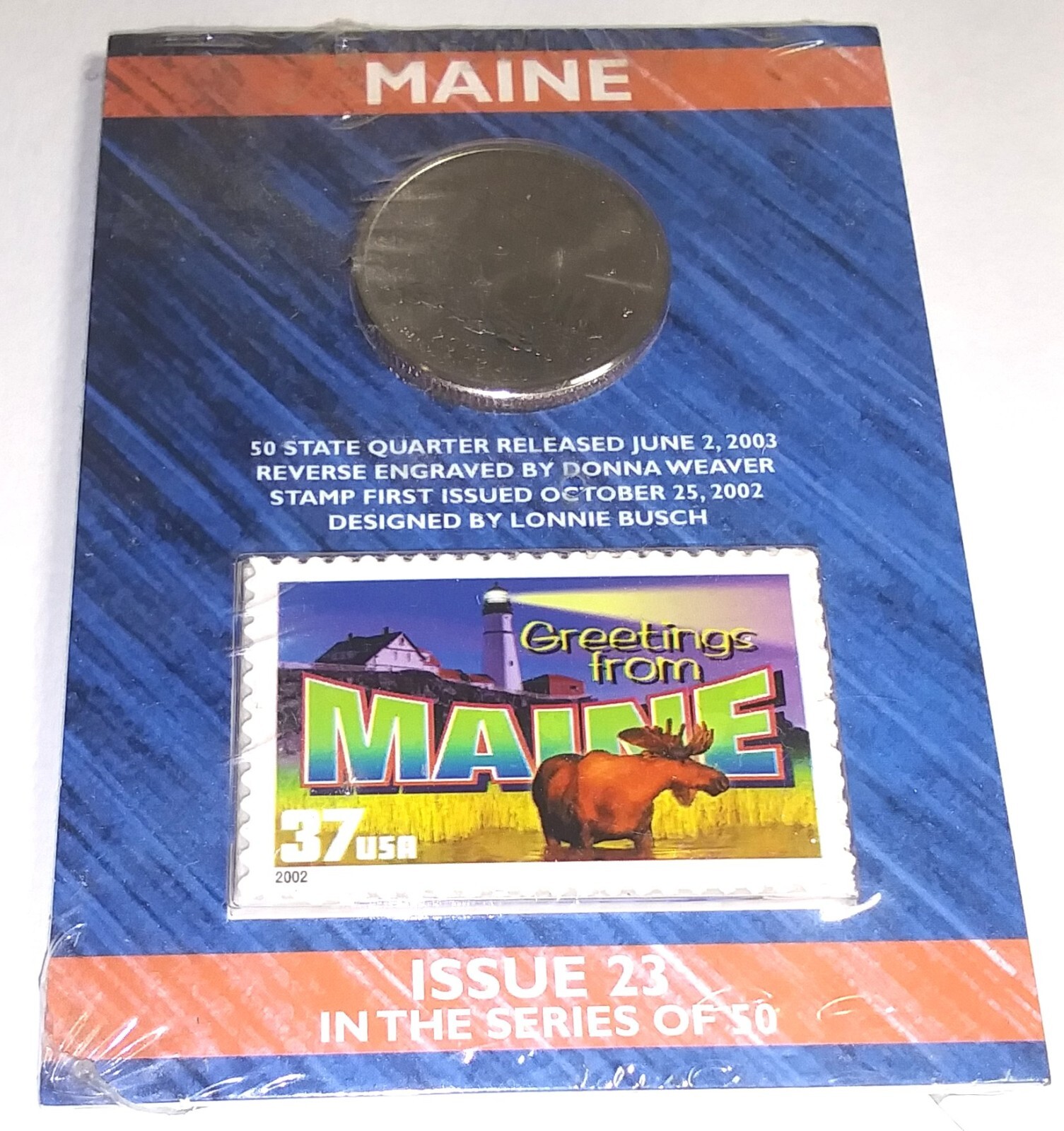 US Mint Greetings from America Maine Stamp & State Quarter Set #23
