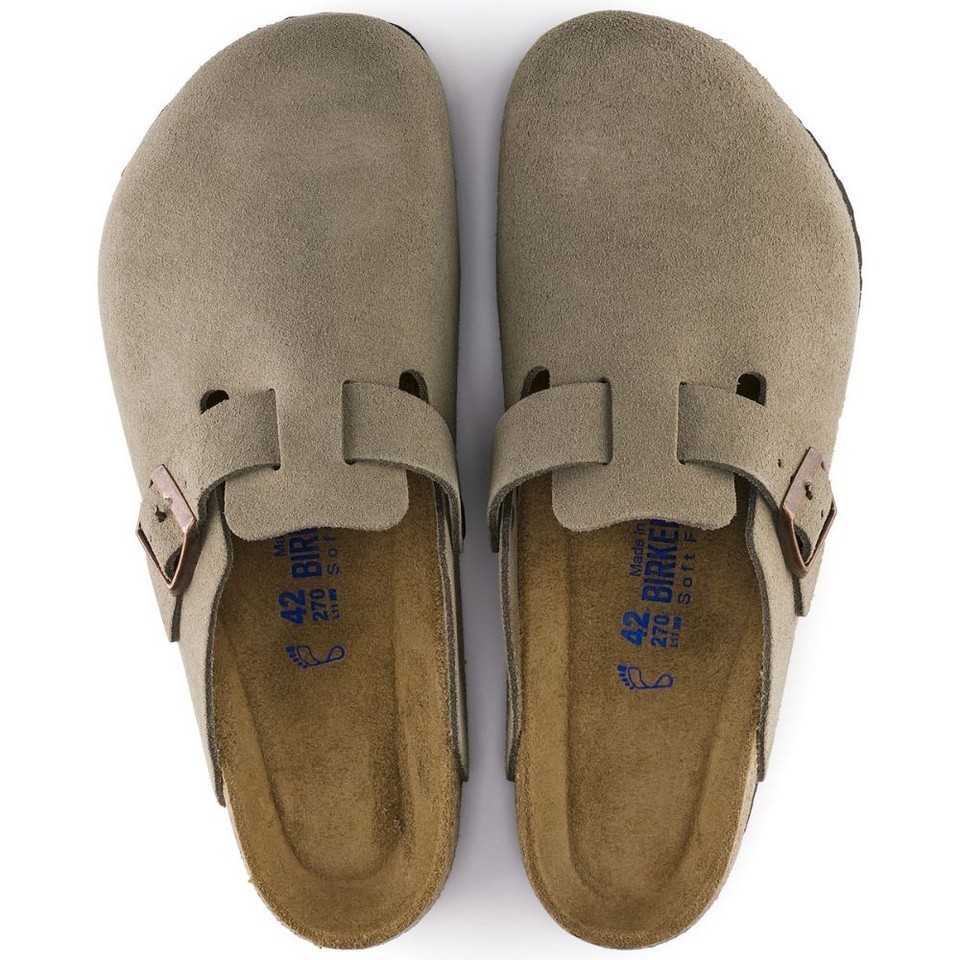 Birkenstock Unisex Boston Suede Soft Footbed Slip-Ons Clog-Taupe