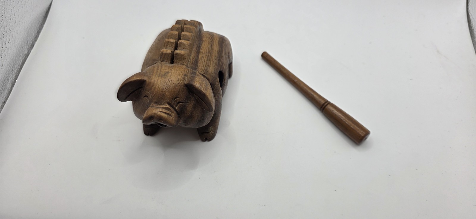 Handmade Wooden Pig Guiro Percussion Instrument – Wooden Rasp / Frog Block Style