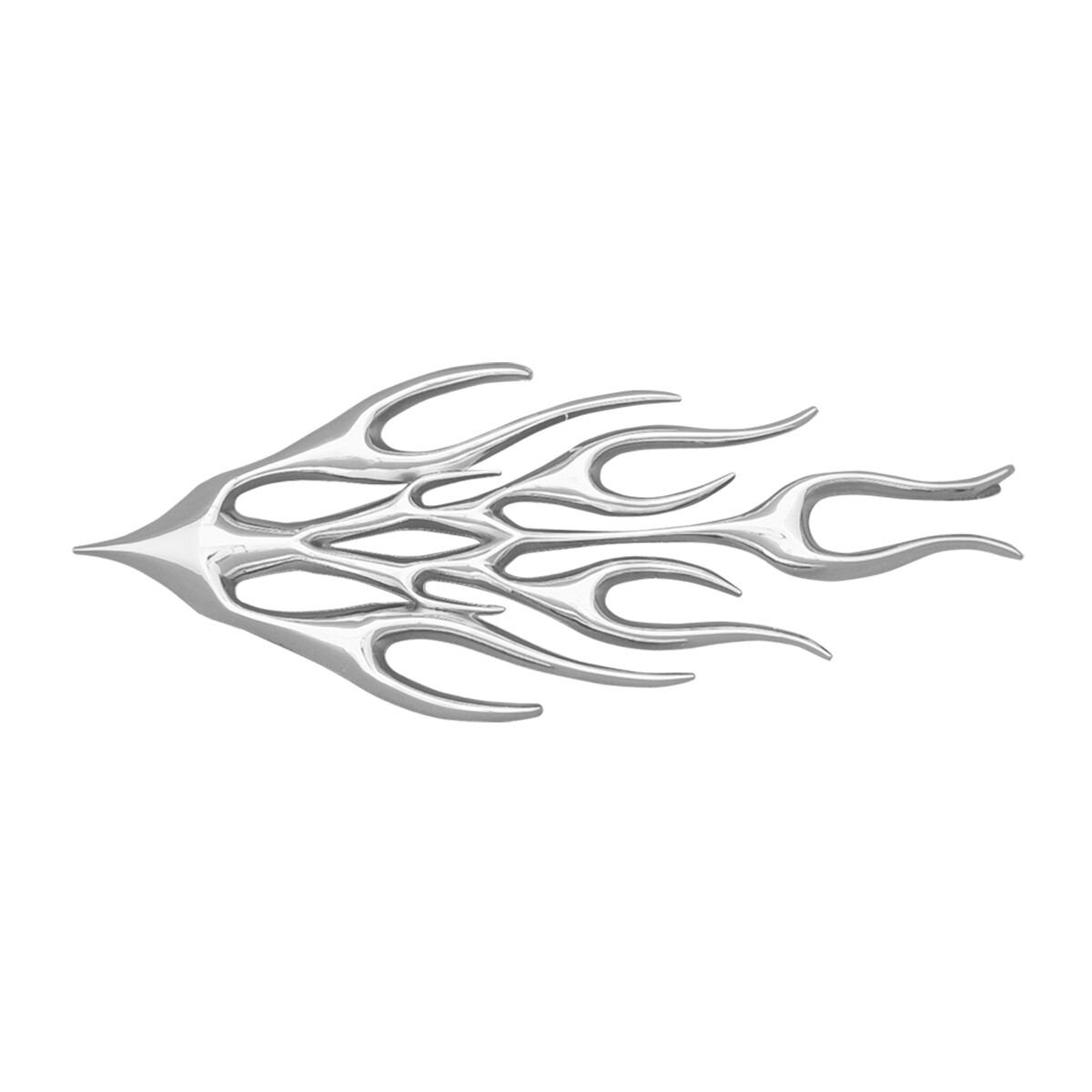 1 Custom Chrome "Flame" Adhesive 3D Emblem  - Car Truck SUV Big Rig Hot Rat Rod