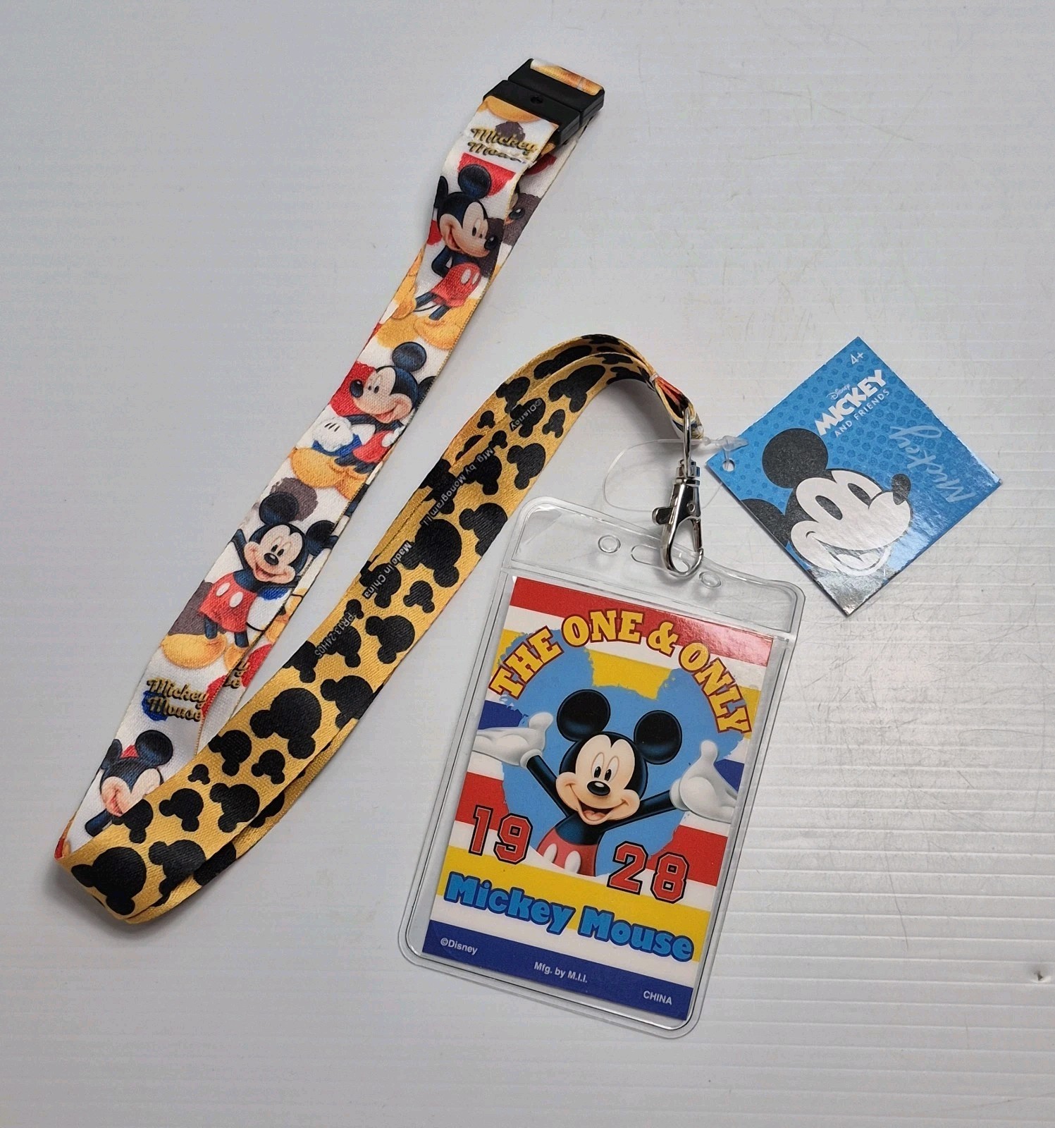 Disney Mickey Mouse The One & Only 1928 Lanyard ID Badge Holder Monogram NWT
