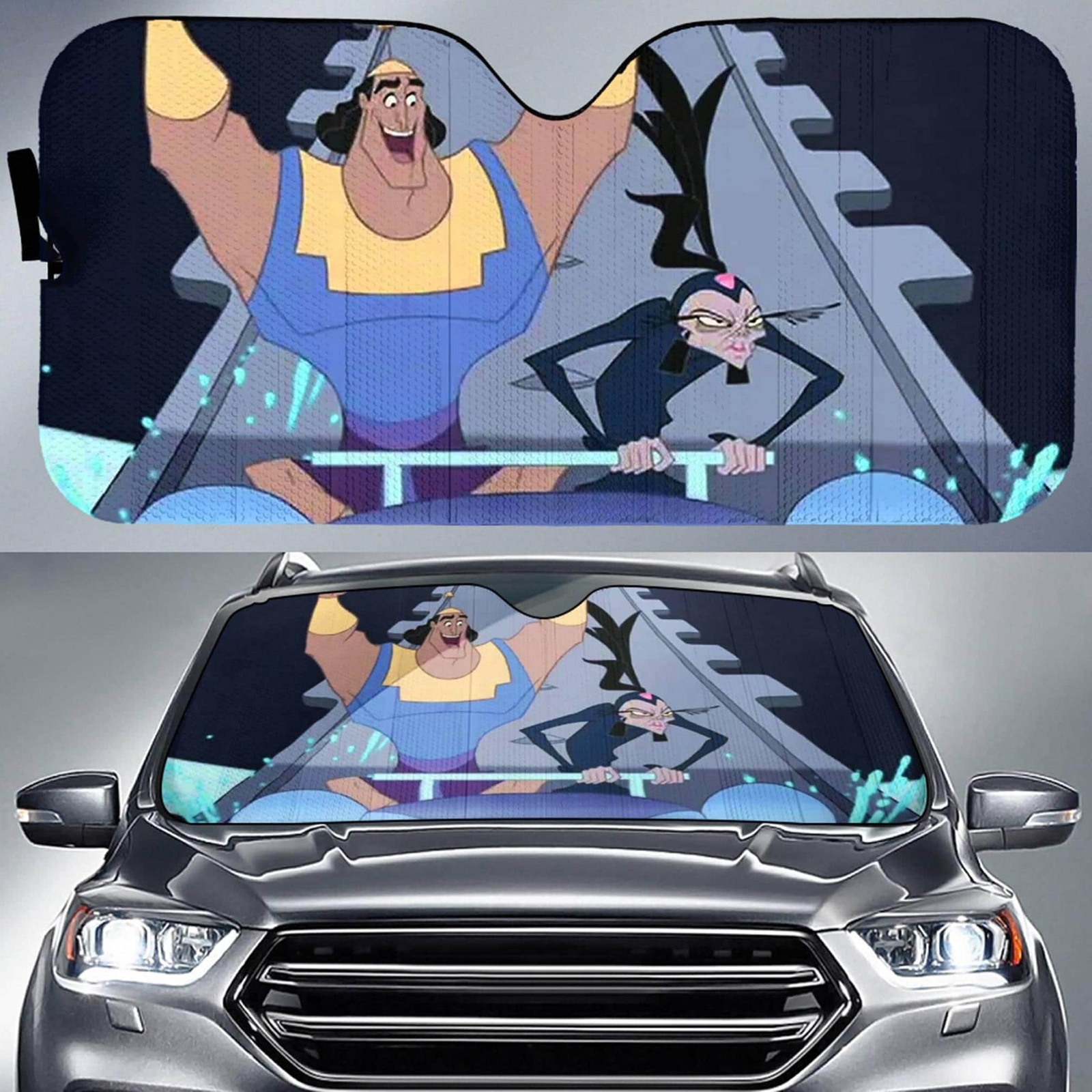 The Emperor's New Groove Car Sun Shade Kronk And Yzma Put Your Hands In The Air
