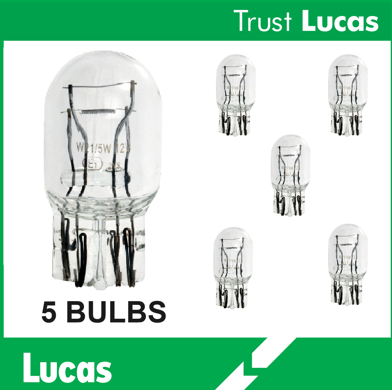5 x Genuine LUCAS LLB580 Capless Wedge Bulbs 21W/5W DRL