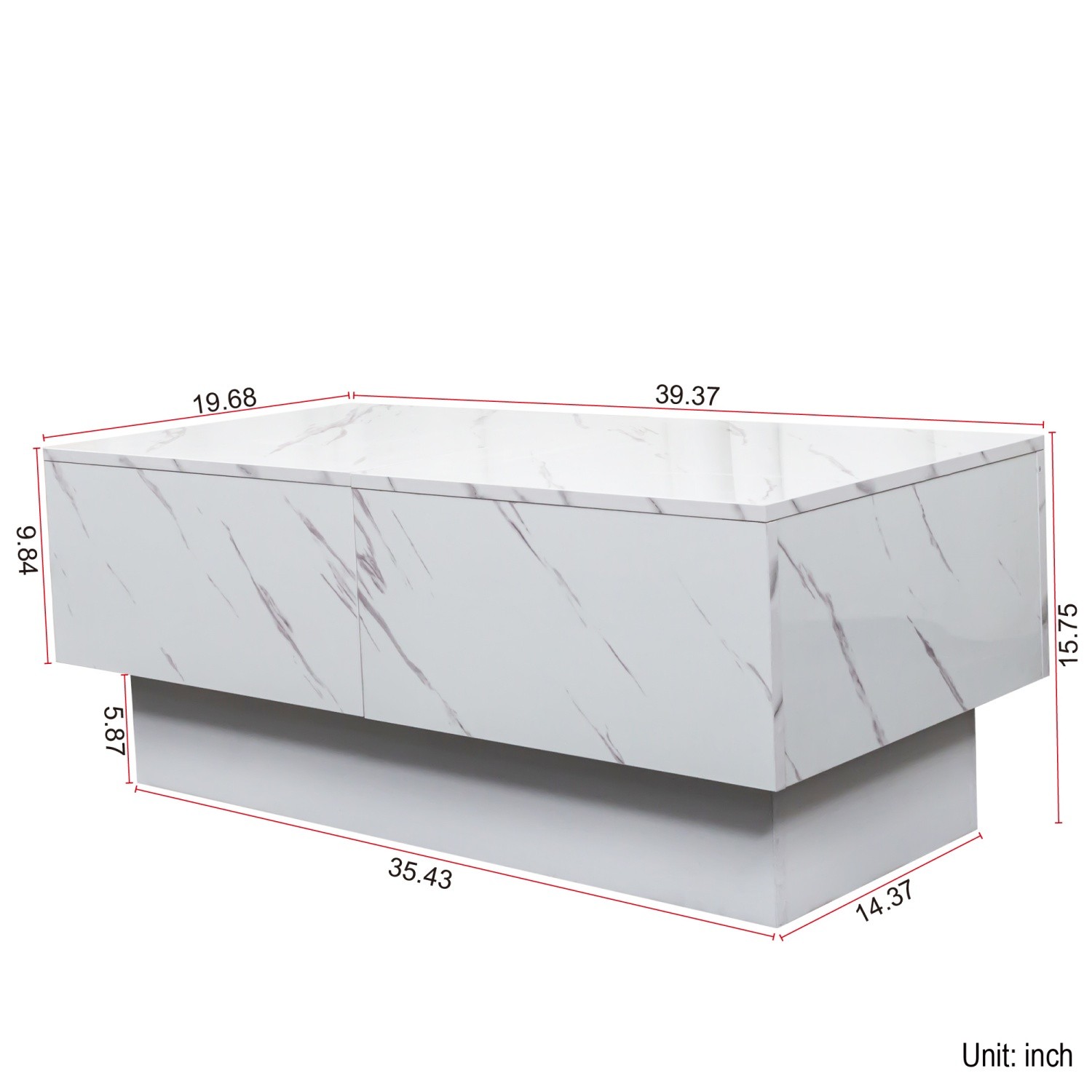 LED Coffee Table Center Cocktail Table w/ Sliding Tabletop & Hidden Compartment