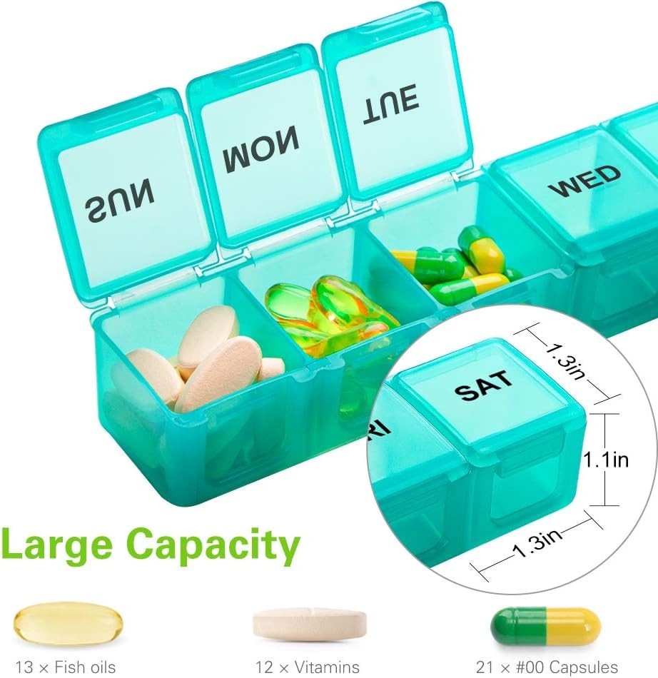 User-Friendly Travel Pill Box - Extra Large 2 Pack with Easy-to-Read Labels