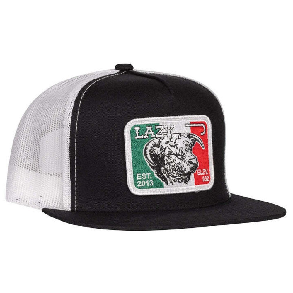 Lazy J Ranch Wear Mexican Bull Patch Black White - Hats Cap - Blkwht4Melev
