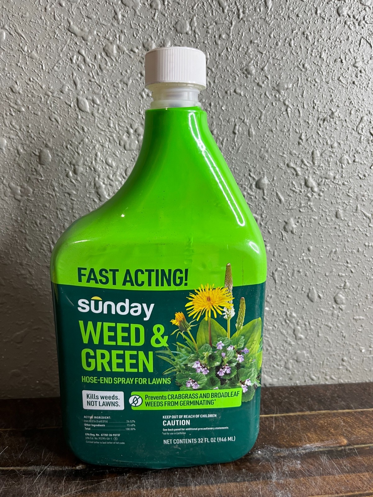 Sunday Weed Green Hose End Spray Lawn Weed Killer Preventer Fast Acting 32 FL OZ