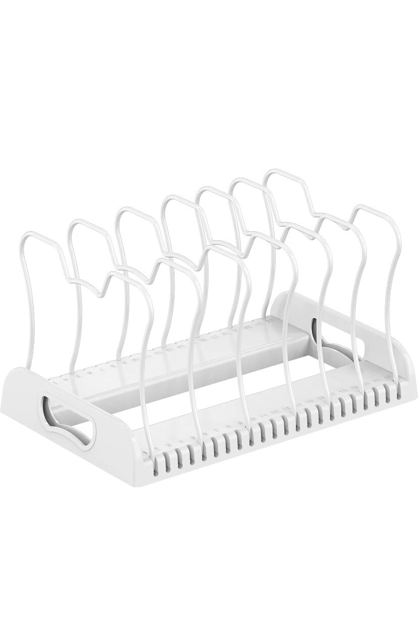 7 Compartments Adjustable Pan Organizer, White