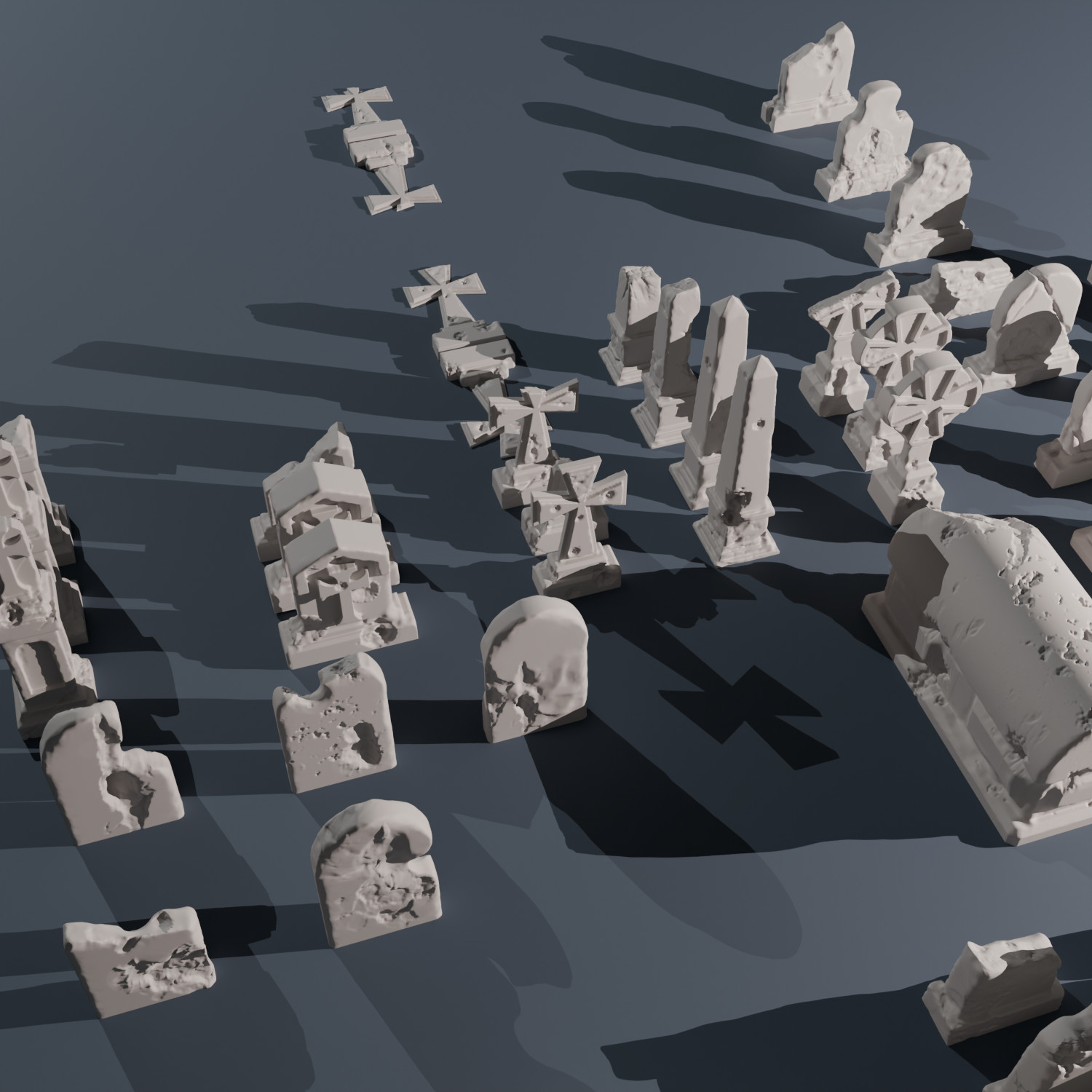 Graves | Wargame Bulk Scatter Terrain | 60x Pieces | FDM printed