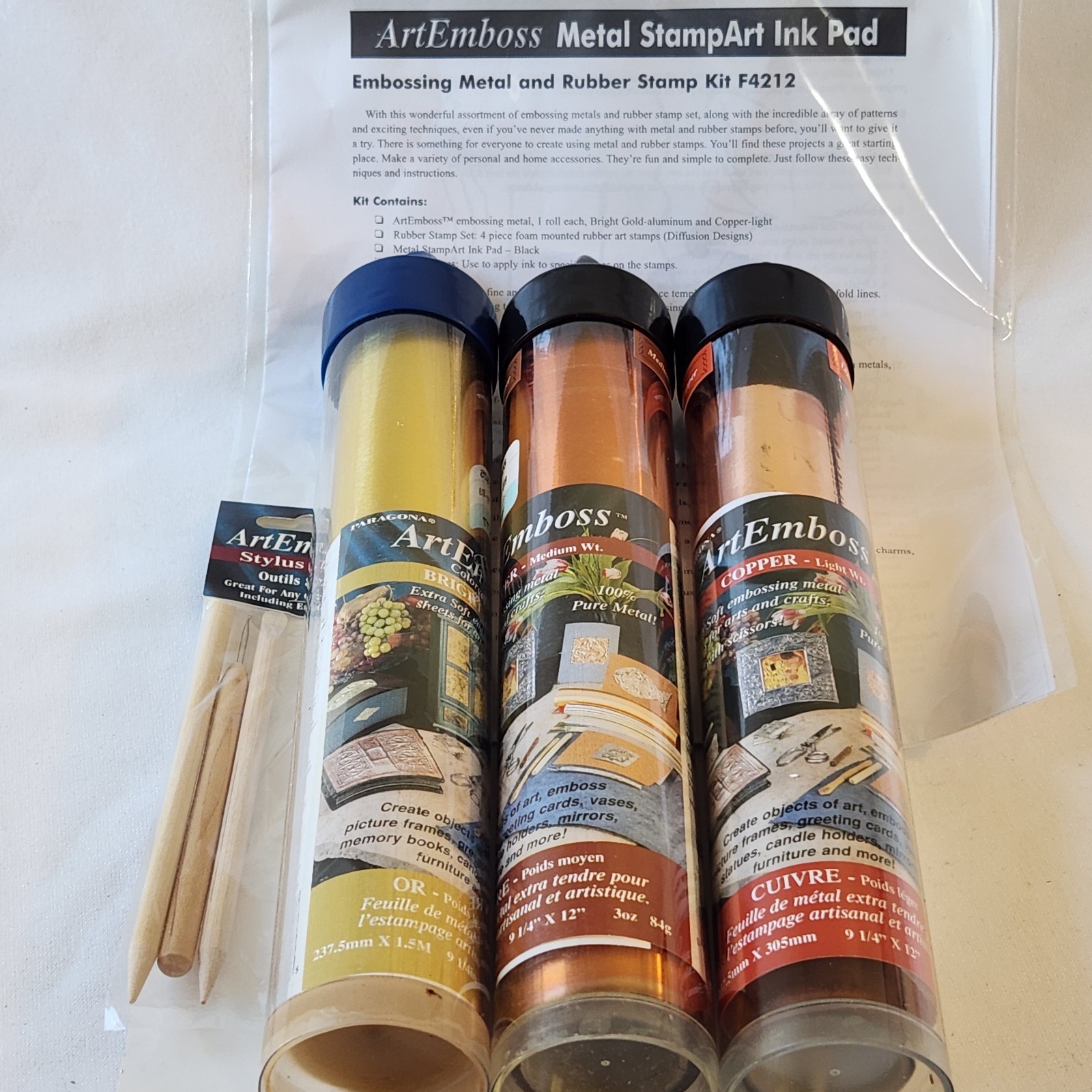 Bundle ArtEmboss Craft Medium Copper Embossin Kit 9.25 x 12  Metal Tool Pattern