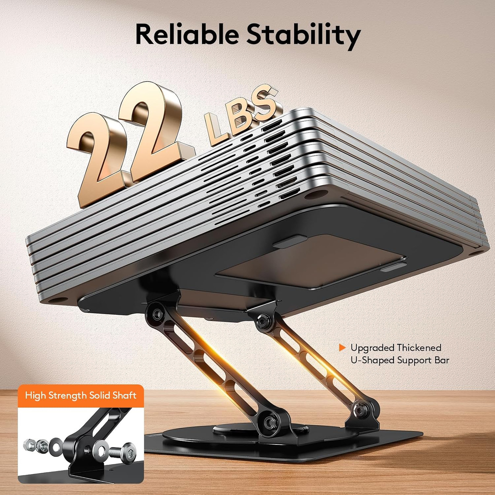 Laptop Stand for Desk, 360 Degree Rotating Ergonomic Height Adjustable Computer