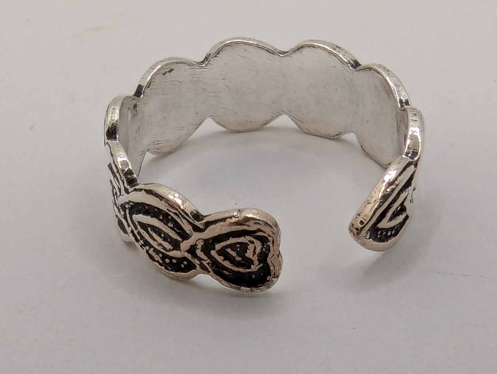 Sterling Silver Toe Ring. Hearts Design. Adjustable Size. 925 Sterling Silver