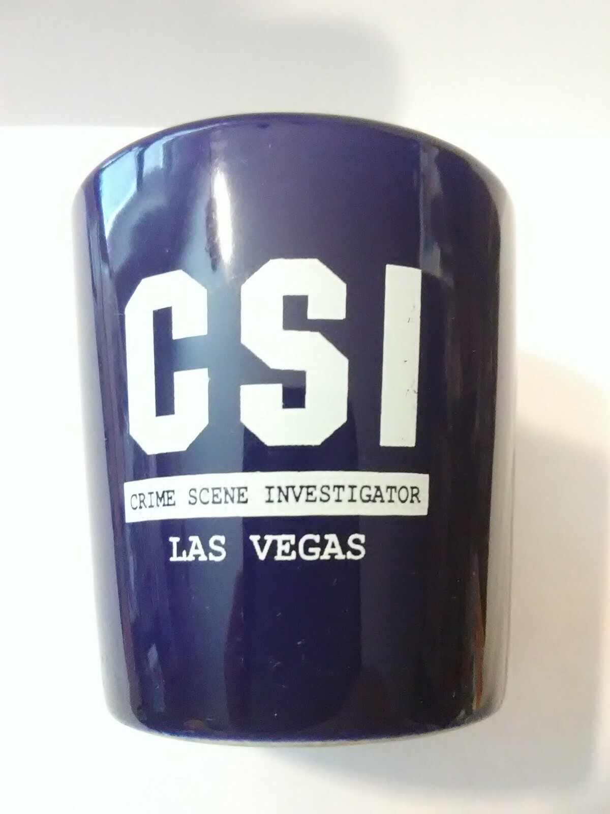 CRIME SCENE INVESTIGATION LAS VEGAS, NV. LOGO SHOT GLASS GREAT FOR COLLECTION!