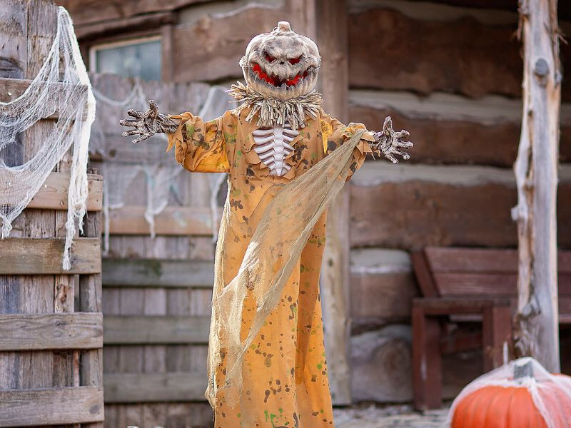 Standing Pop Up Pumpkin Man Prop 5.5ft Halloween Scary Animated Haunted House