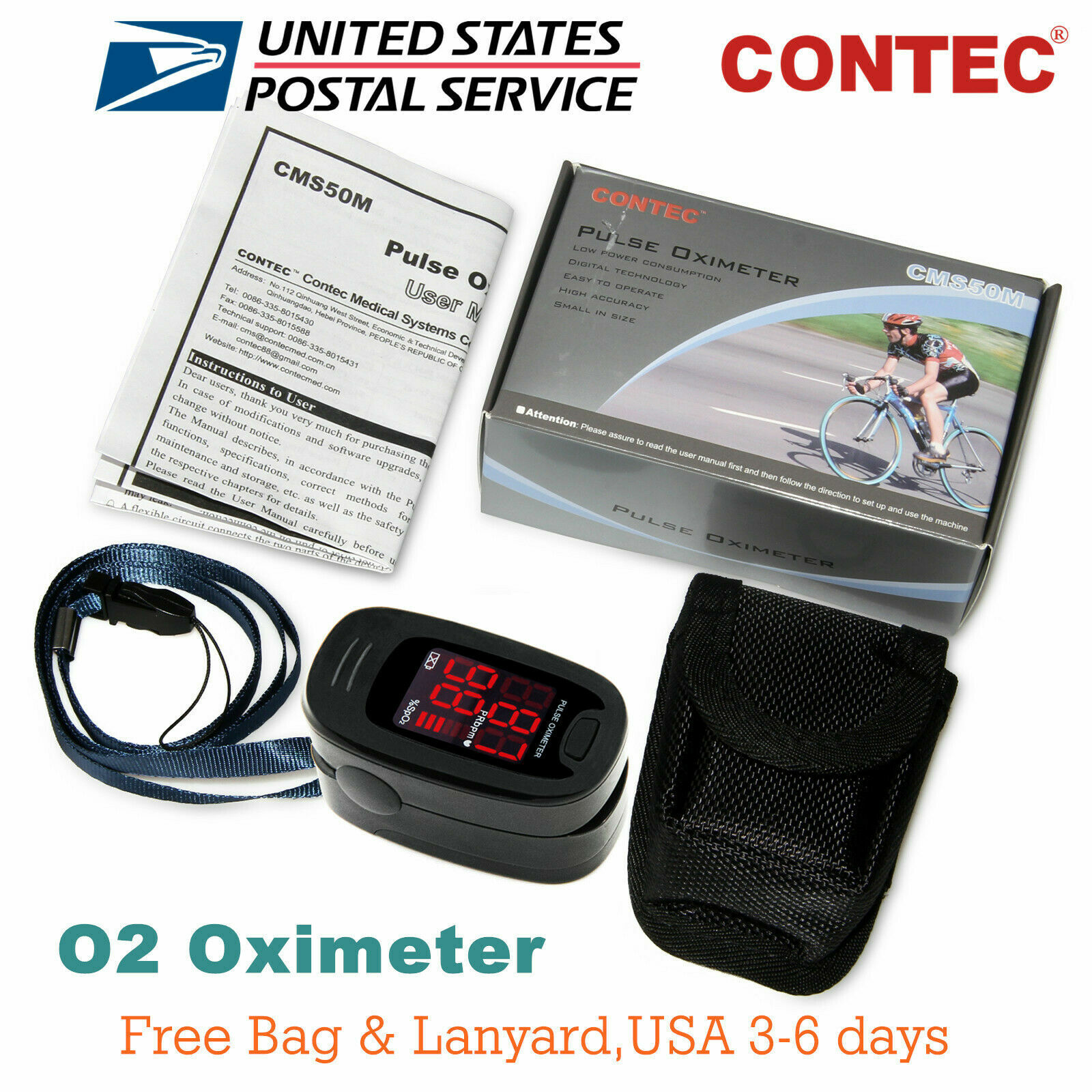 Finger Pulse Oximeter Blood Oxygen Saturation Heart Rate Measuring SpO2 Monitor