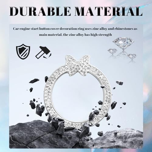 2PCS Bling Butterfly Car Engine Start Button Cover Ring,Car Push to Style 2