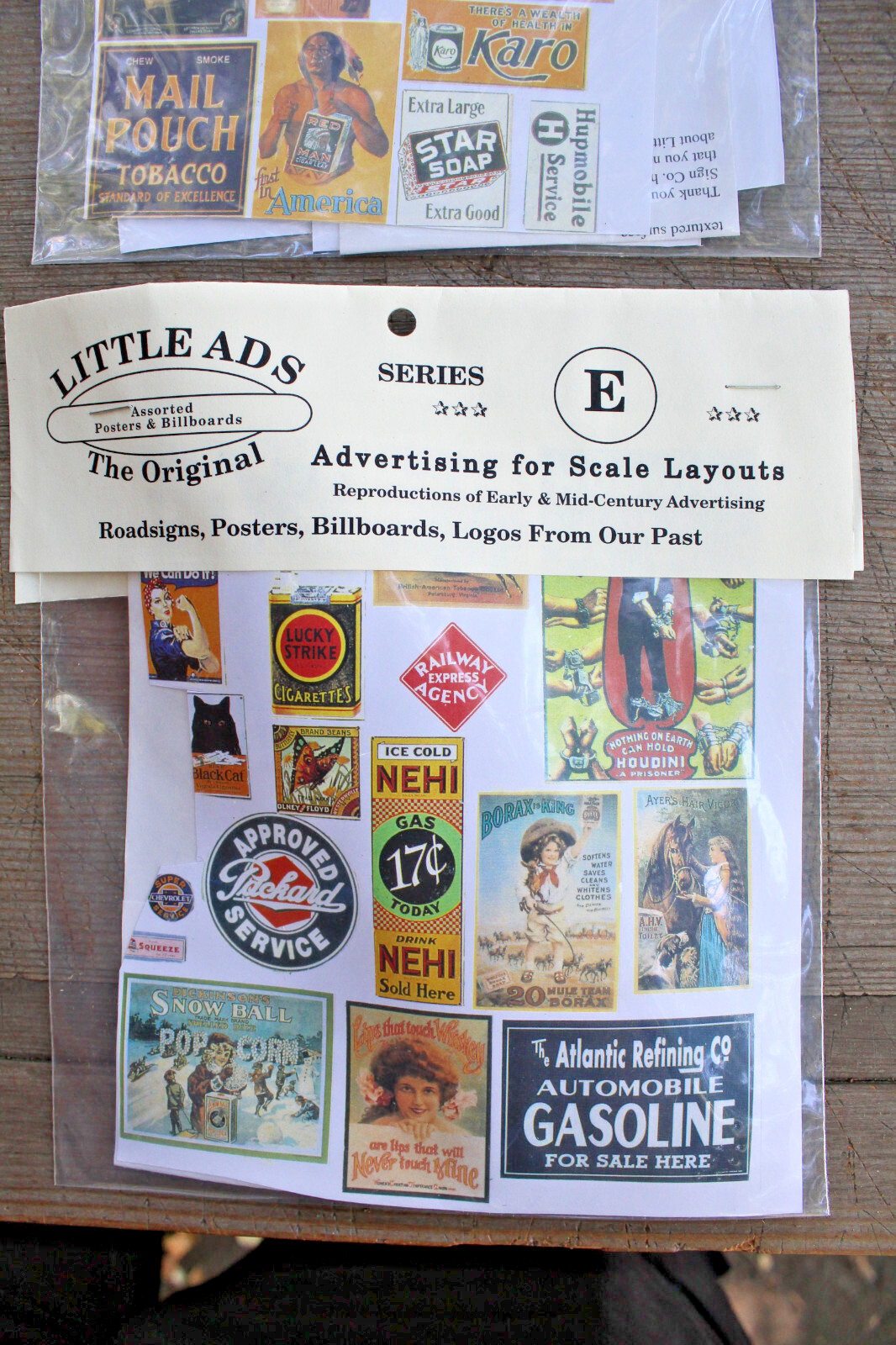 9 Packs of Vintage Little Ads Posters & Billboards for O Scale
