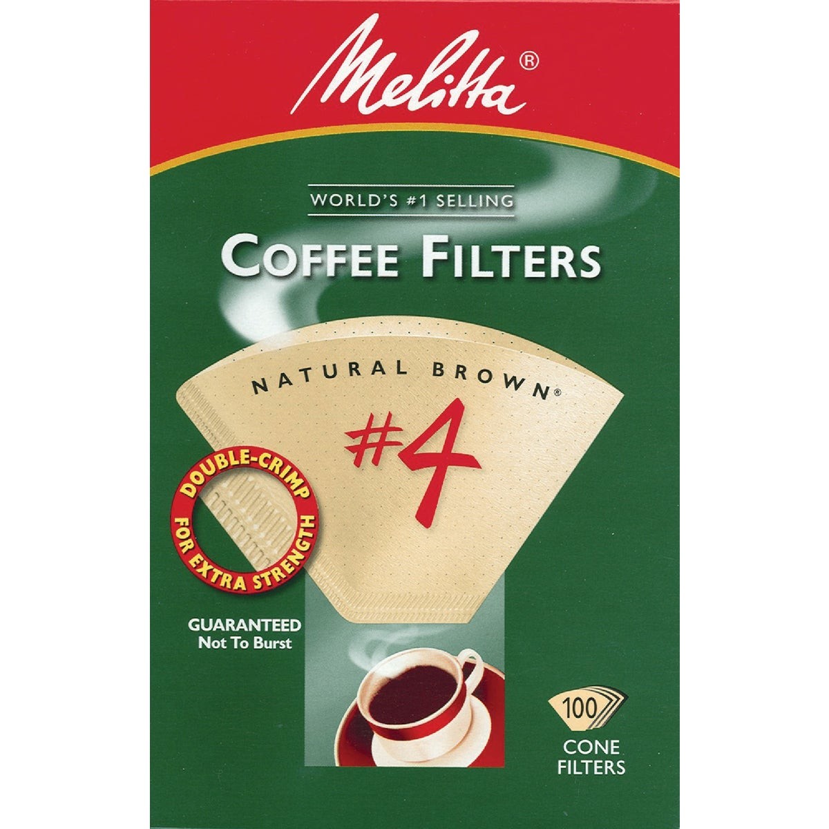 Melitta #4 Cone 8-12 Cup Brown Coffee Filter (100-Pack) 624602 Pack of 12