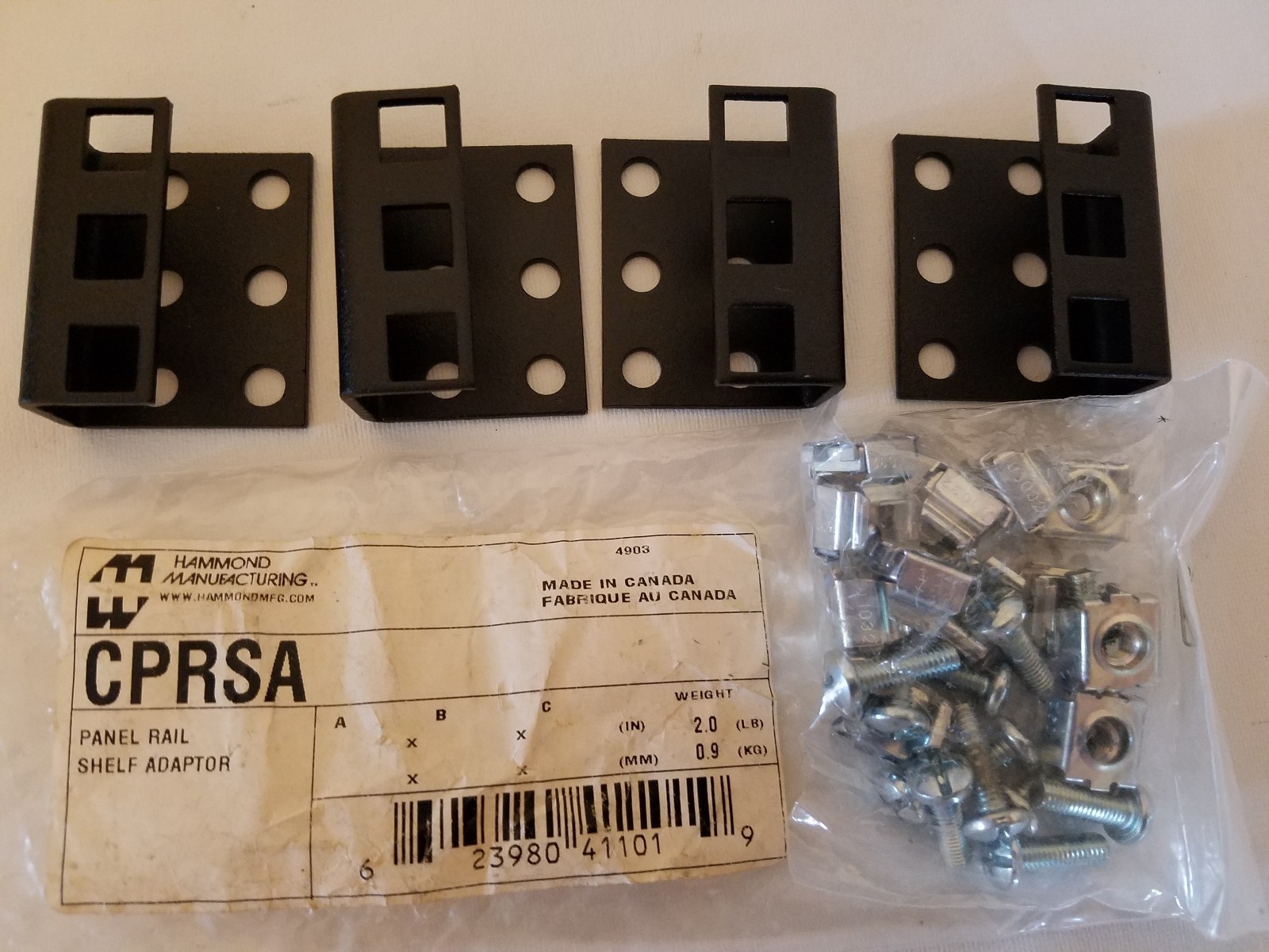 Hammond CPRSA CPR Series Square Hole Panel Mounting Rail Shelf Adapter 4-Pack