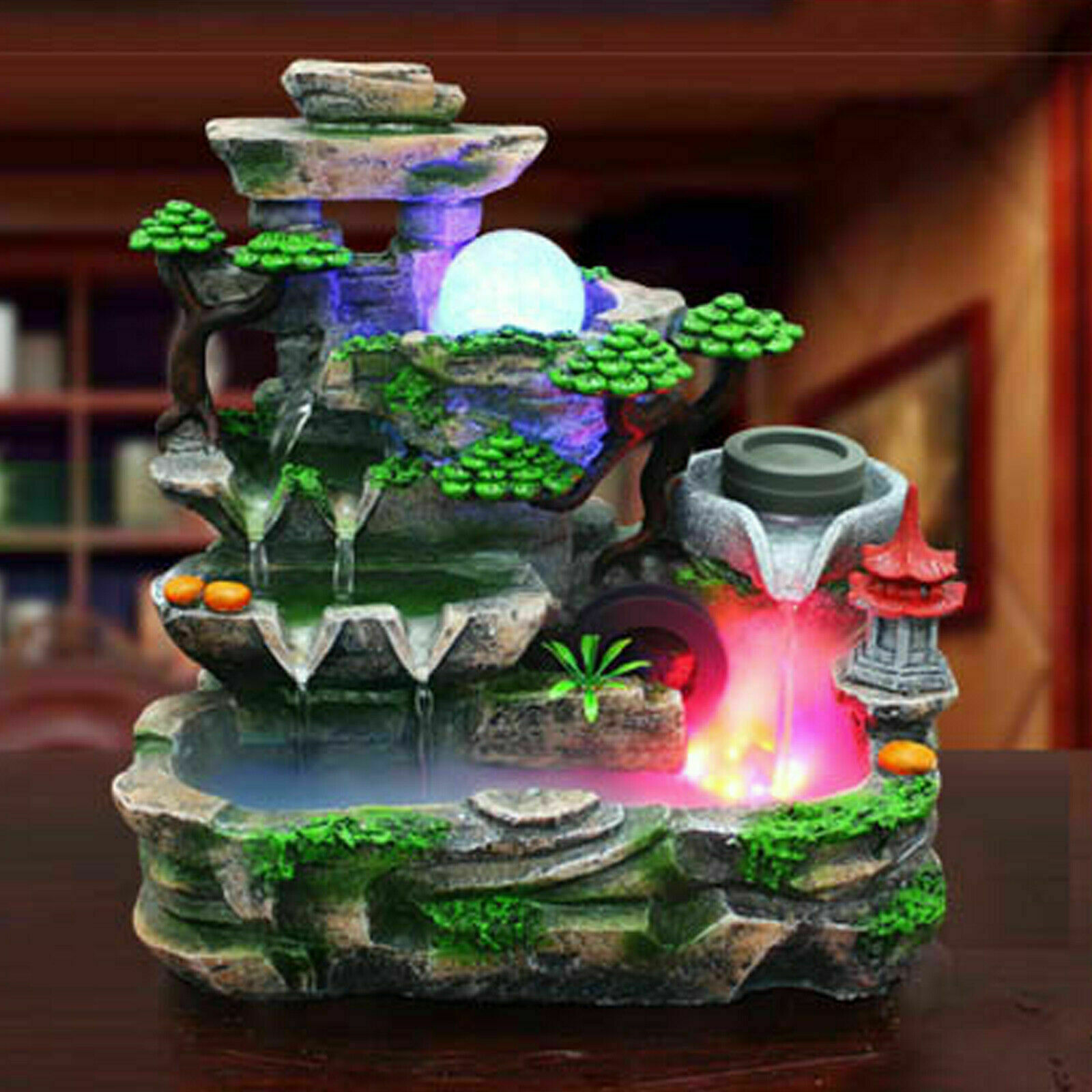 Indoor Rockery Fountain Goldfish Waterfall Feng Shui Water Sound Desktop Decor