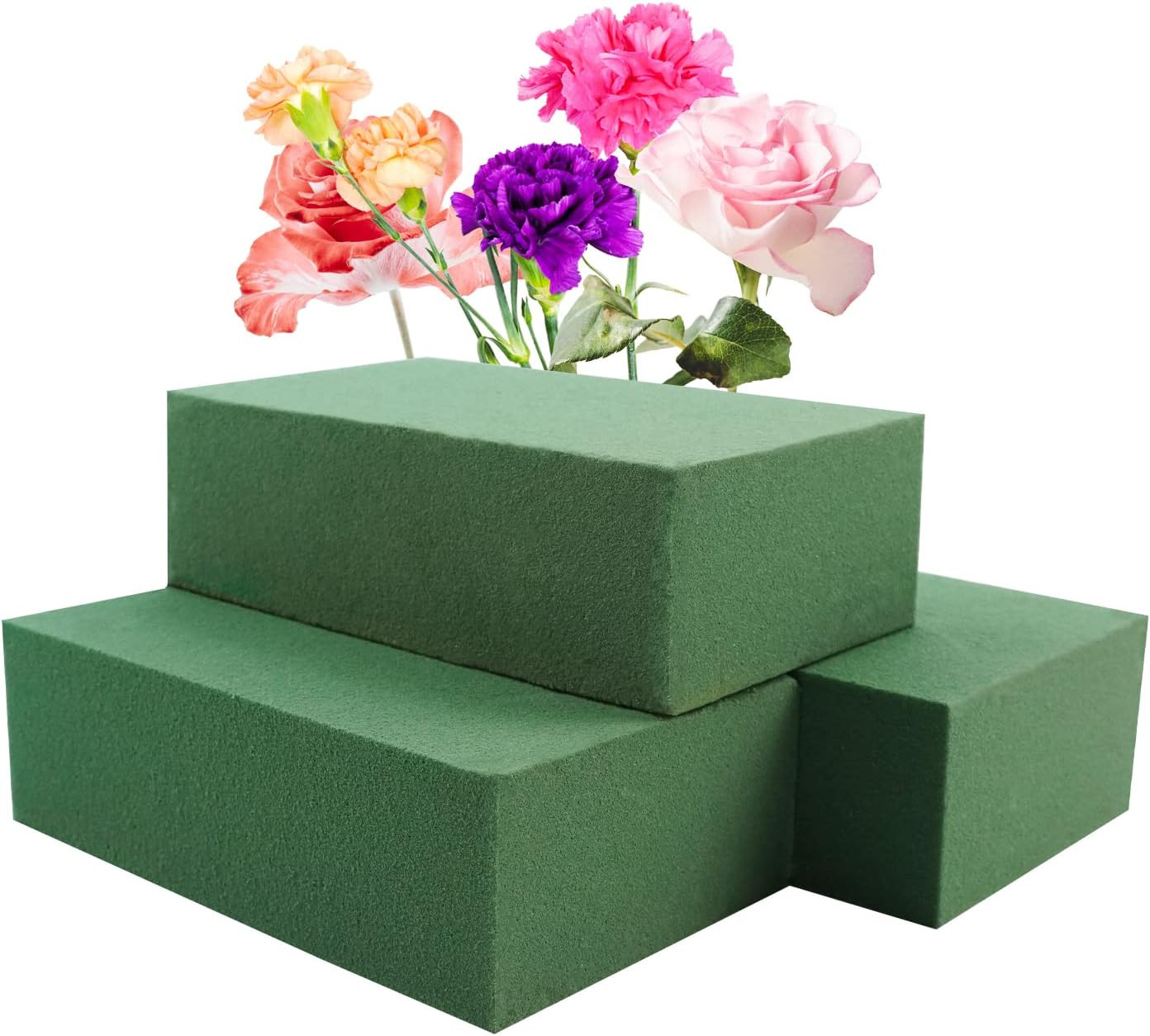 3Pcs Floral Foam Blocks,Green Wet Dry Flower Foam Plant Foam for Fresh & Artific
