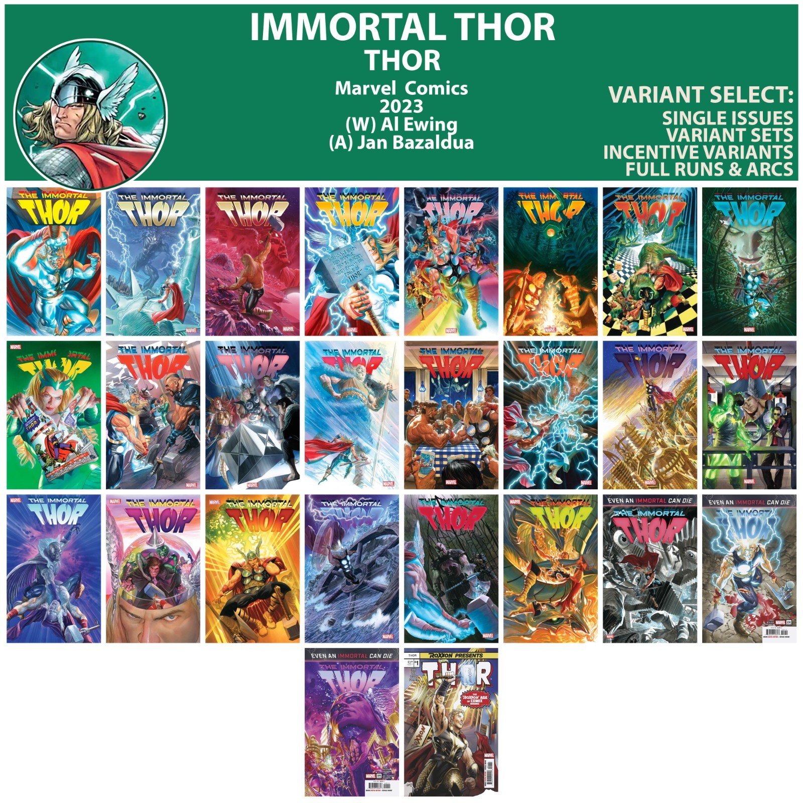 Immortal Thor (2023) #1-15 16 17 18 19 20 21 22 23 24 25 Marvel COVER SELECT