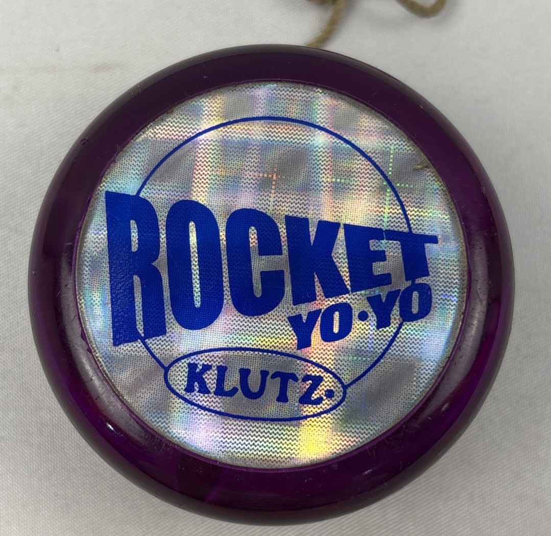 Vintage Klutz Purple Rocket Yo-yo Holographic Design.