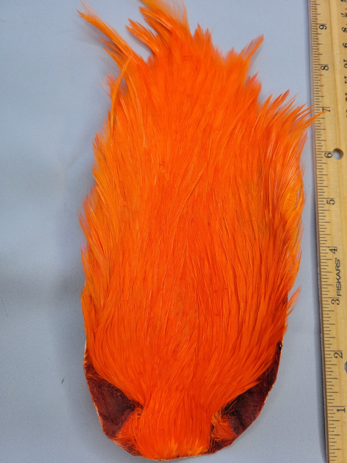 Lot 108,  Top Quality  ORANGE  India Rooster Streamer Neck Cape Feathers