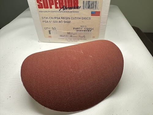 SUPERIOR ABRASIVES PRESSURE SENSITIVE ADHESIVE DISC 11454 5" 320G BOX: 50