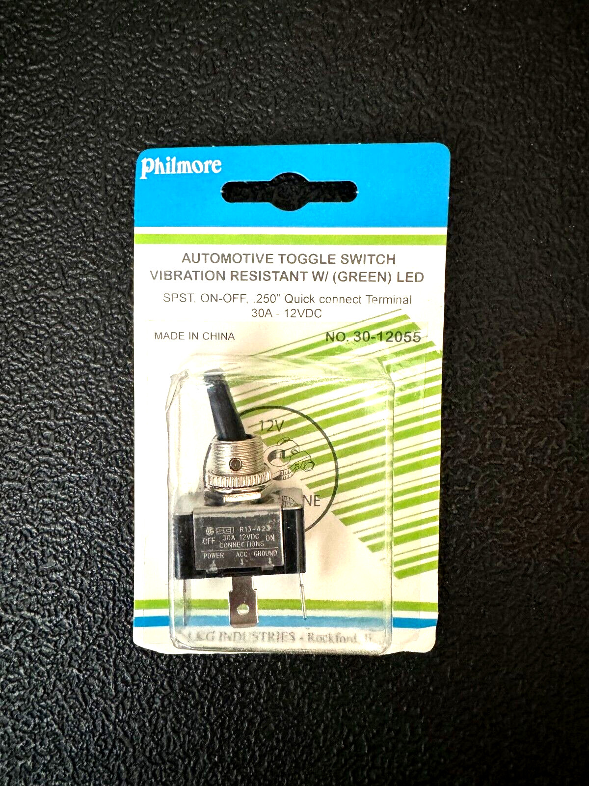 PHILMORE Toggle Switch Vibration Resistant Green LED # 30-12055. New Free Ship.