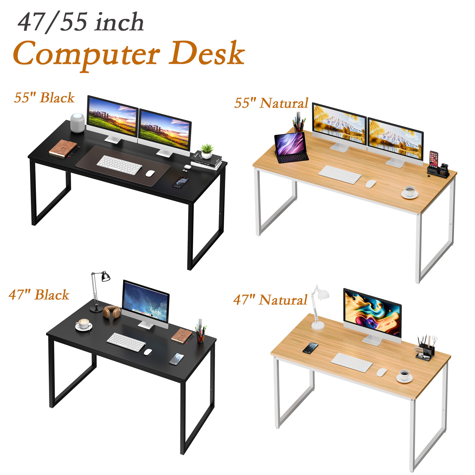 47''/55'' Computer Desk Laptop Table Home Office Desk for Bedroom Kitchen