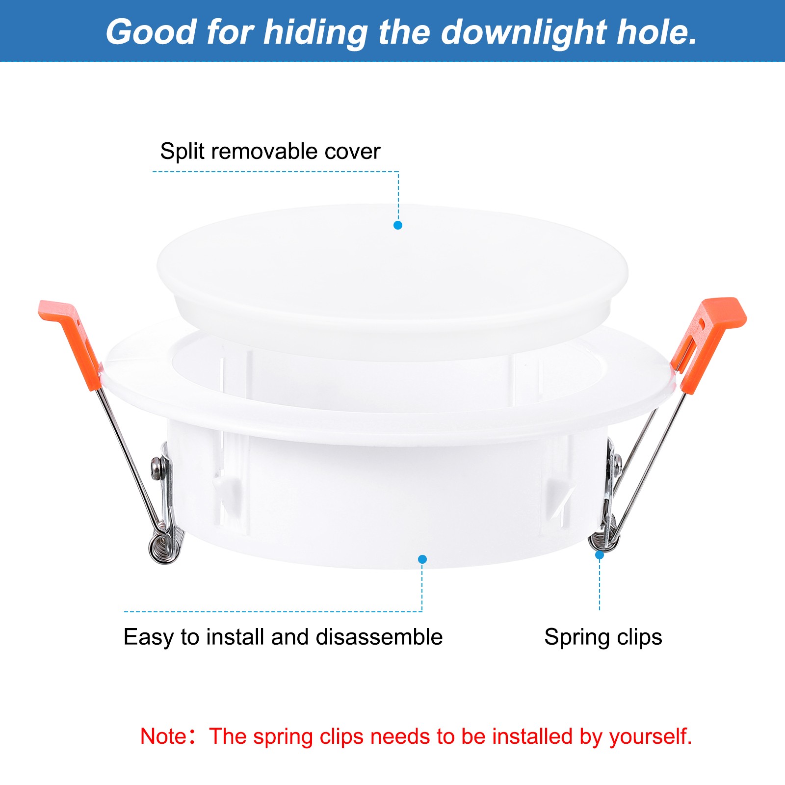 2Pack 3.5" Spring Ceiling Cover Plate Suitable for 2.8-3.1" Round Hole, White