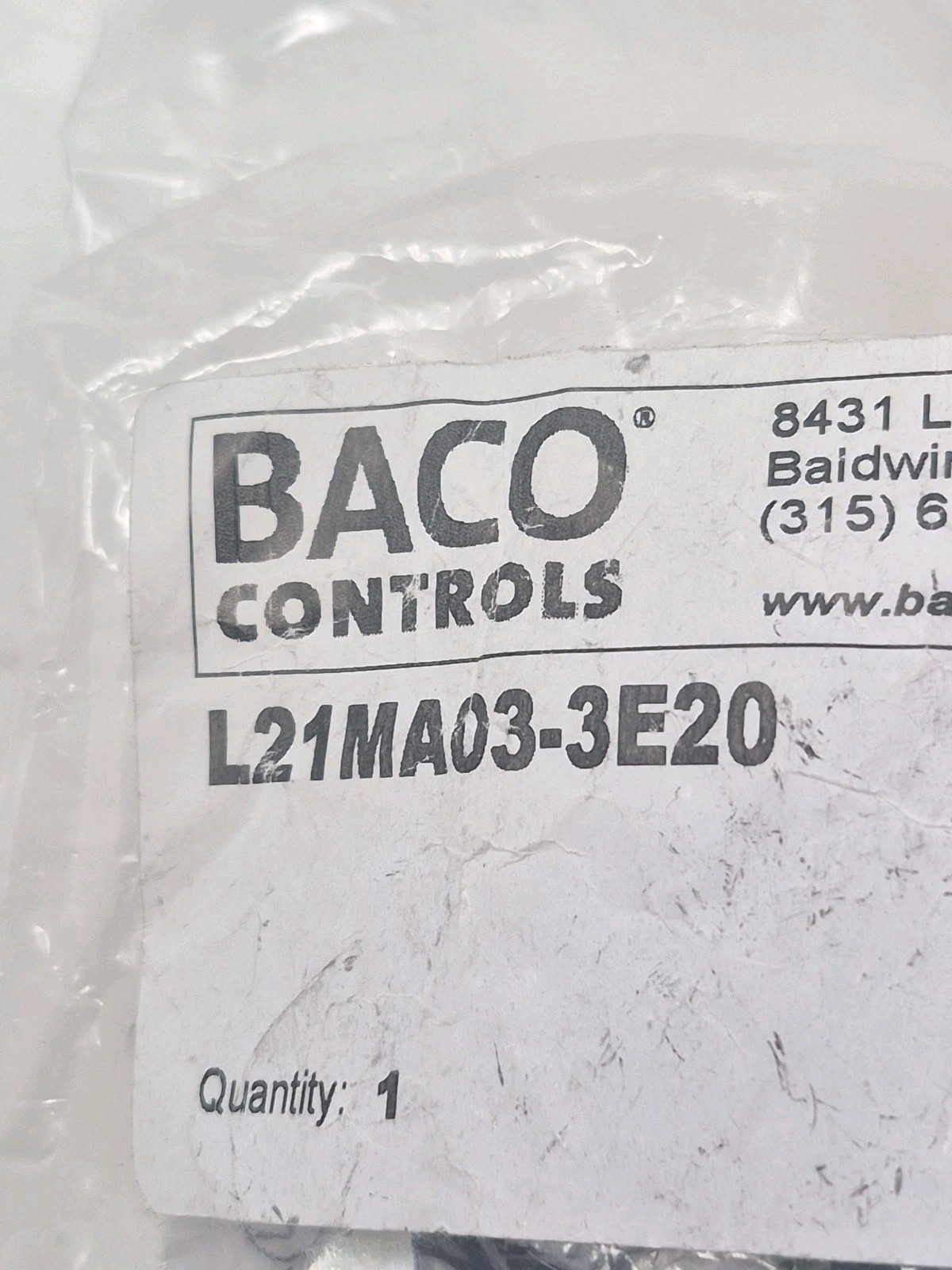 Baco Controls L21MA03-3E20 22mm Black 3 Position Selector Switch - New