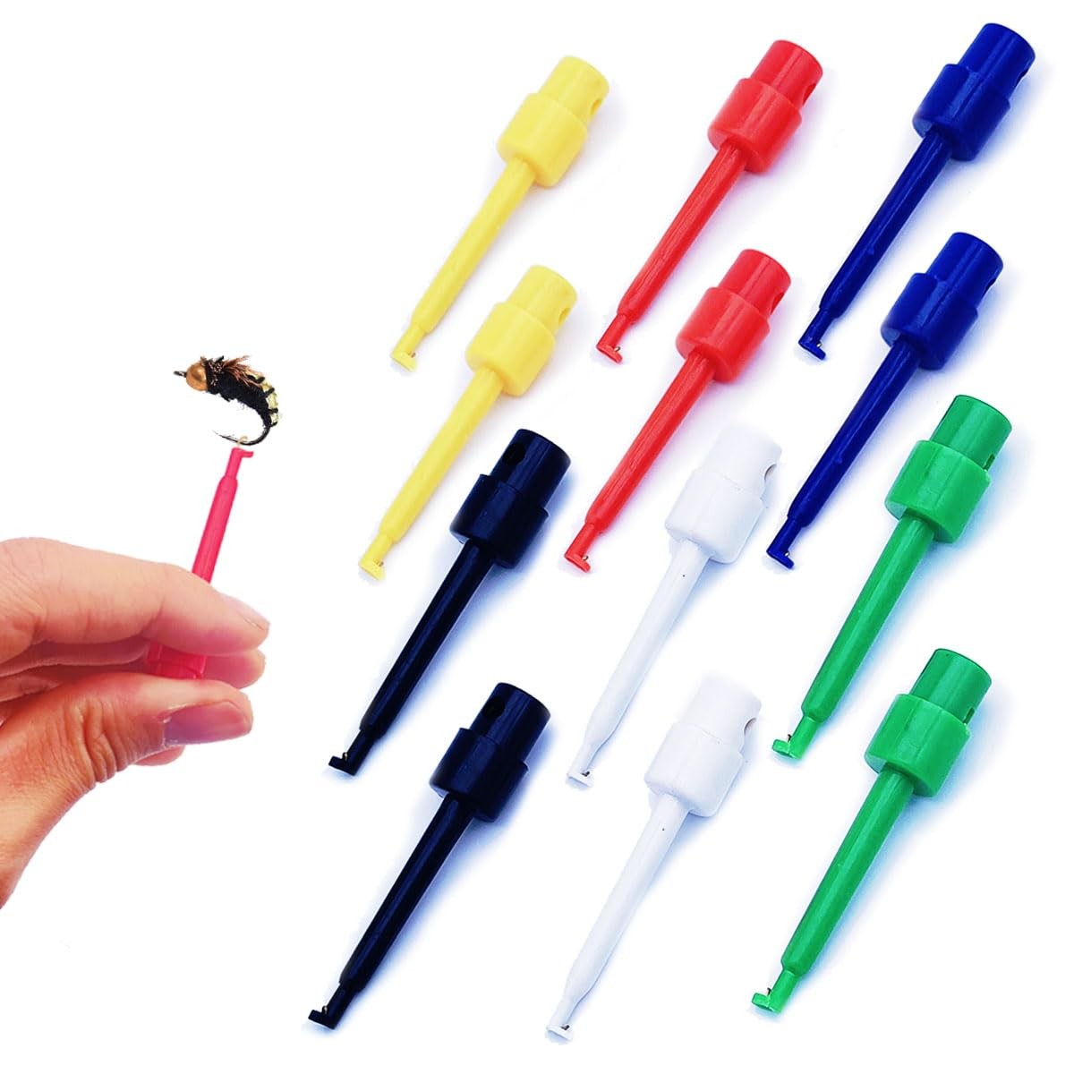 12 PCS Hackle Pliers For Fly Tying Plastic Hook Fishing Lures Display Tools