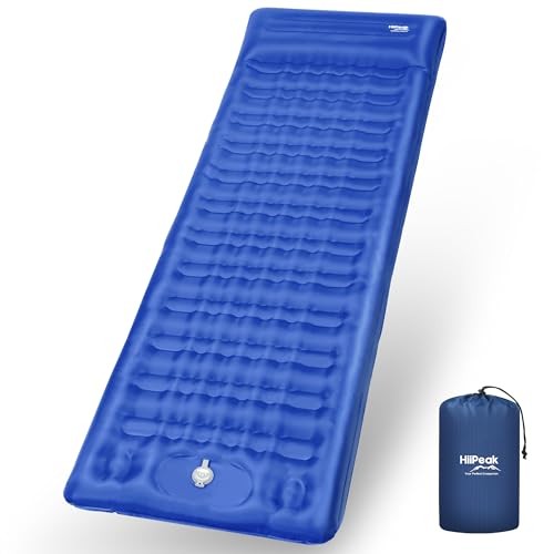 Double Sleeping Pad Self Inflating 3" Extra-Thick for 2 Person Single Blue